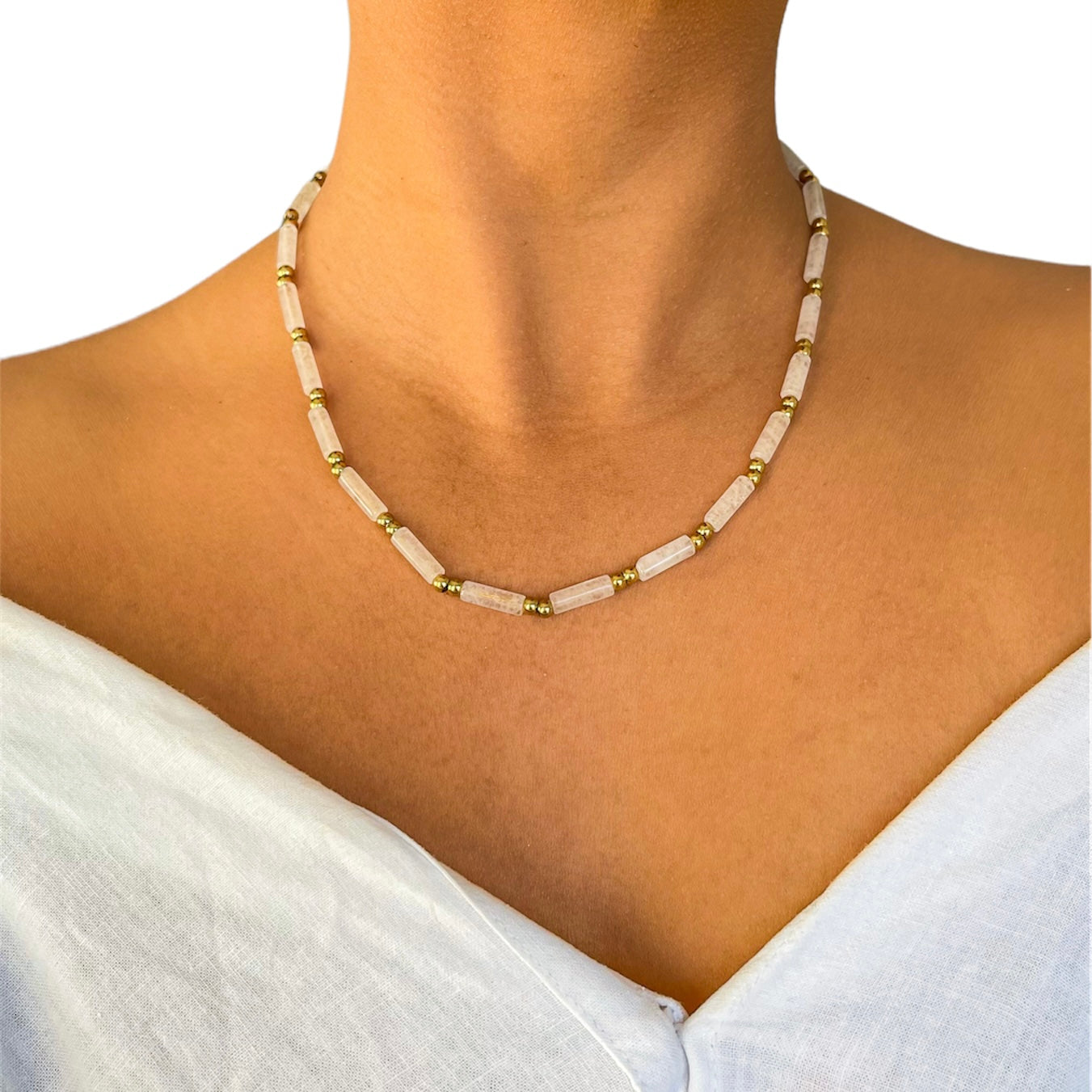 White Jade Heishi Necklace