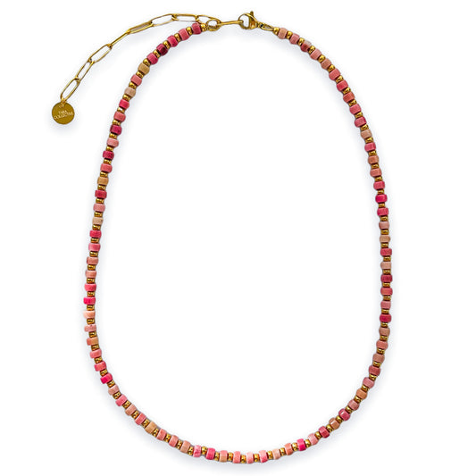 Rhodonite Disc Heishi Necklace