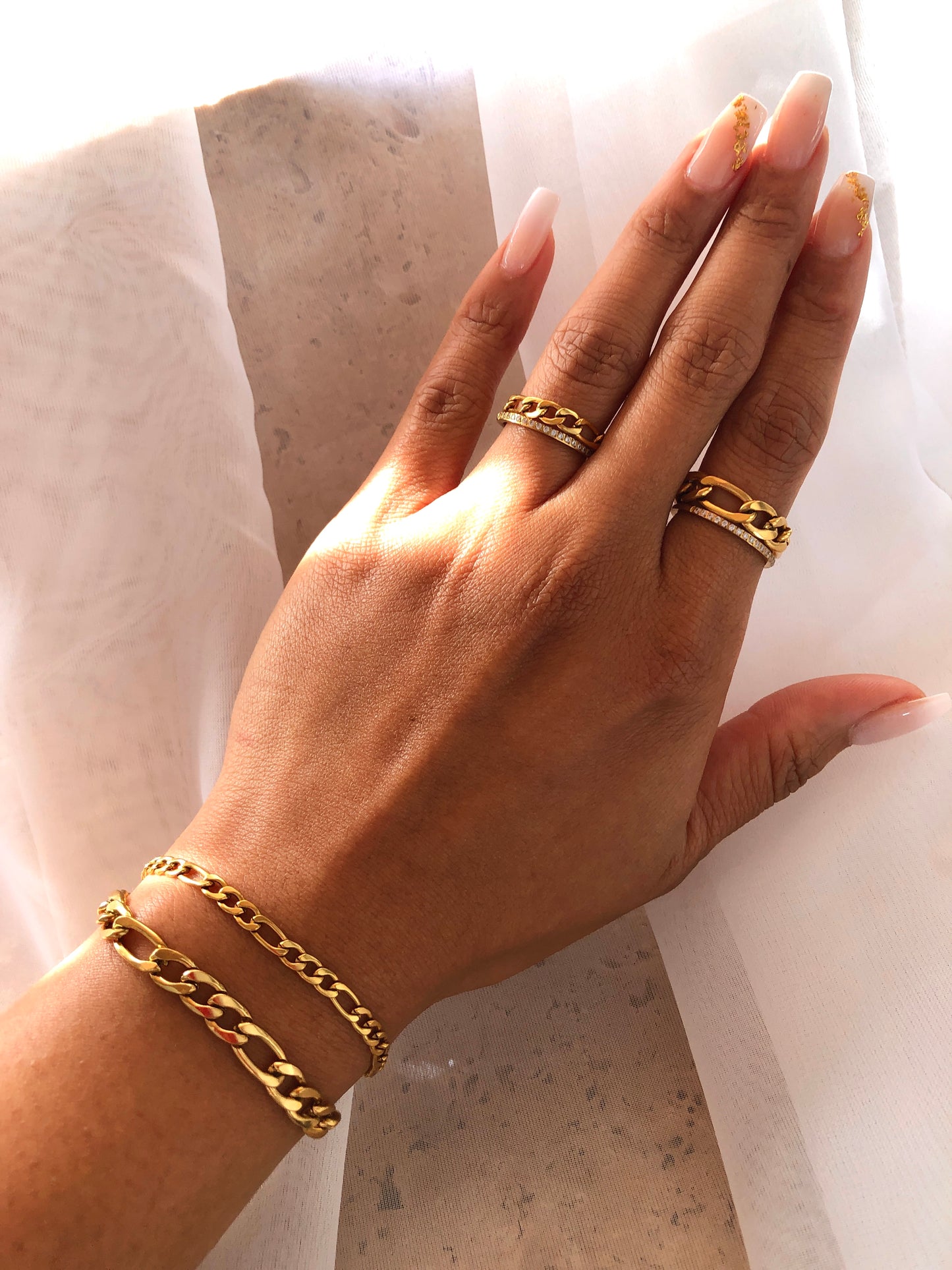 Figaro Chain Ring - 4mm | 18k Gold Plated