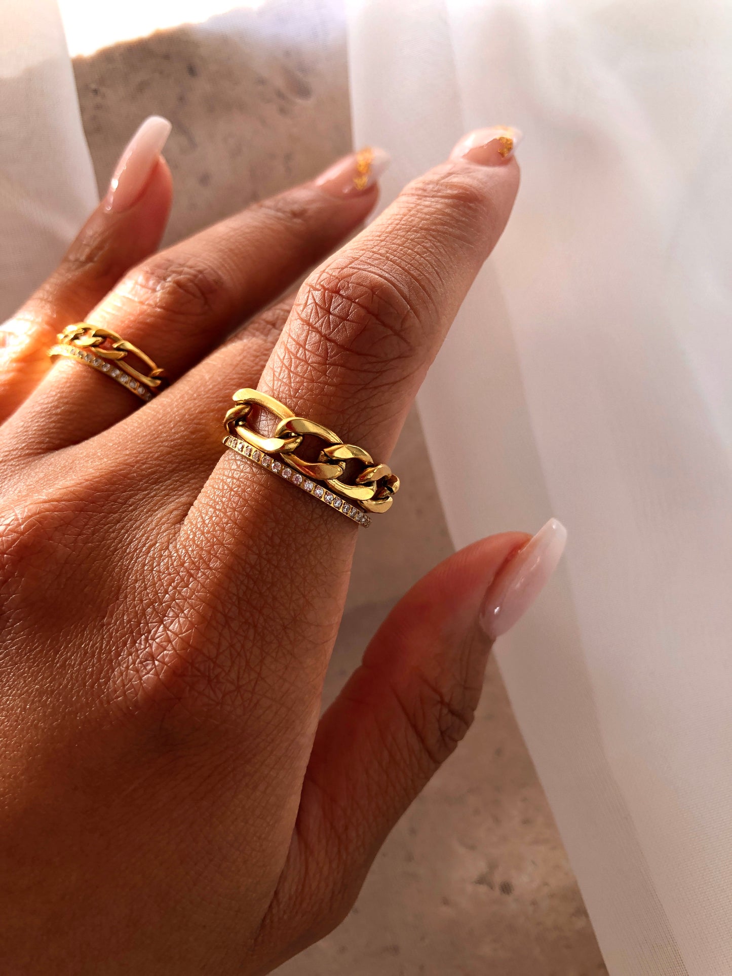 Figaro Chain Ring - 4mm | 18k Gold Plated