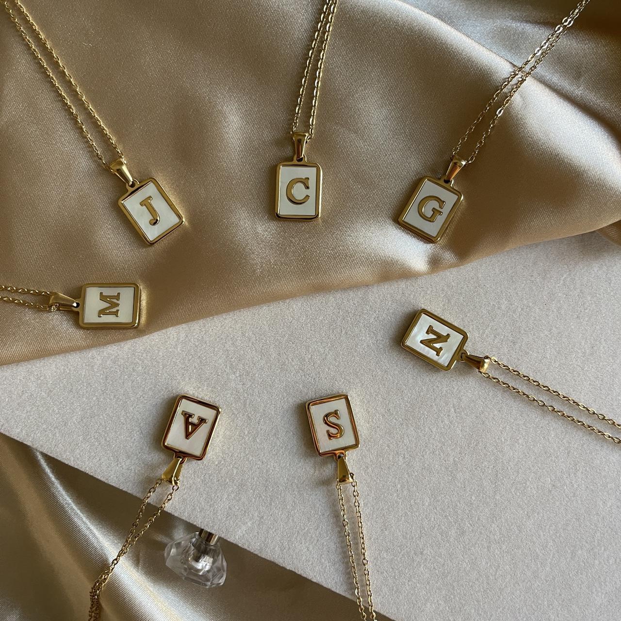 Mother Of Pearl Initial Necklace | 18K Gold Plated
