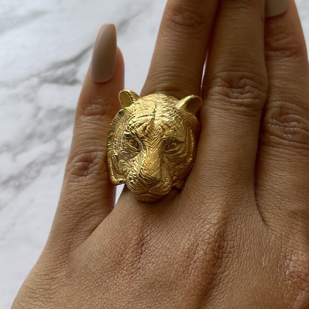 Buy 18K Yellow Gold Tiger Ring With Ruby Eyes Size 7.5 Online in India -  Etsy