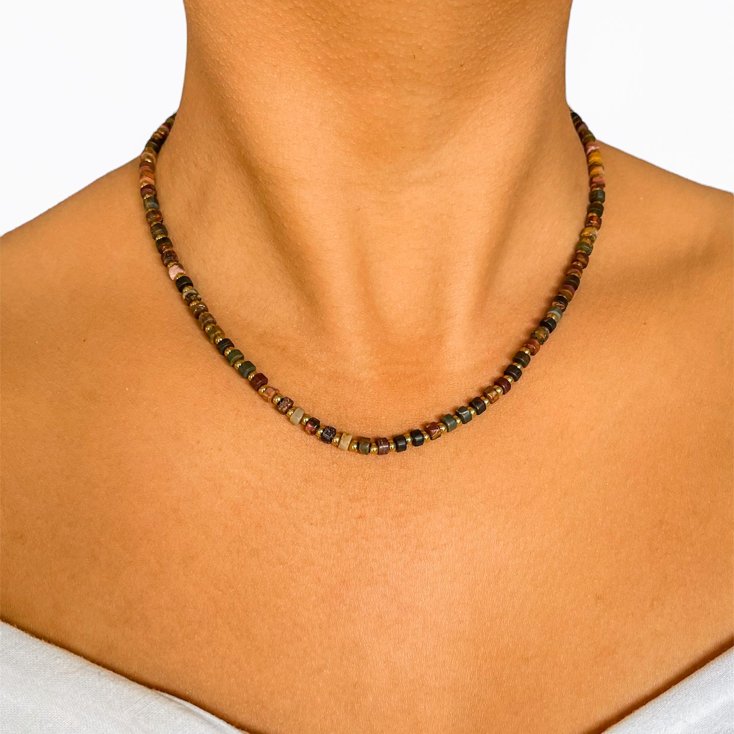 Picture Jasper Heishi Necklace