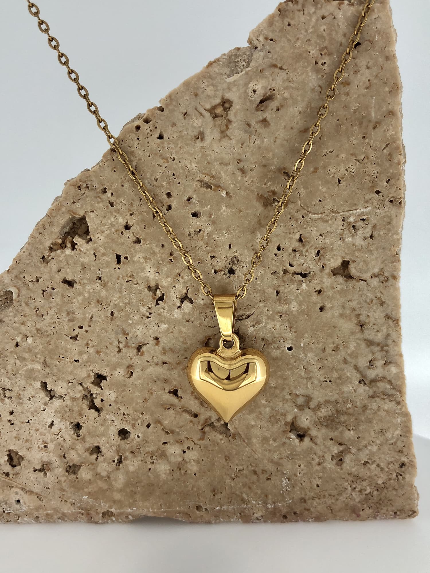 Puff Heart Necklace Gold 18K Gold Plated taracollective