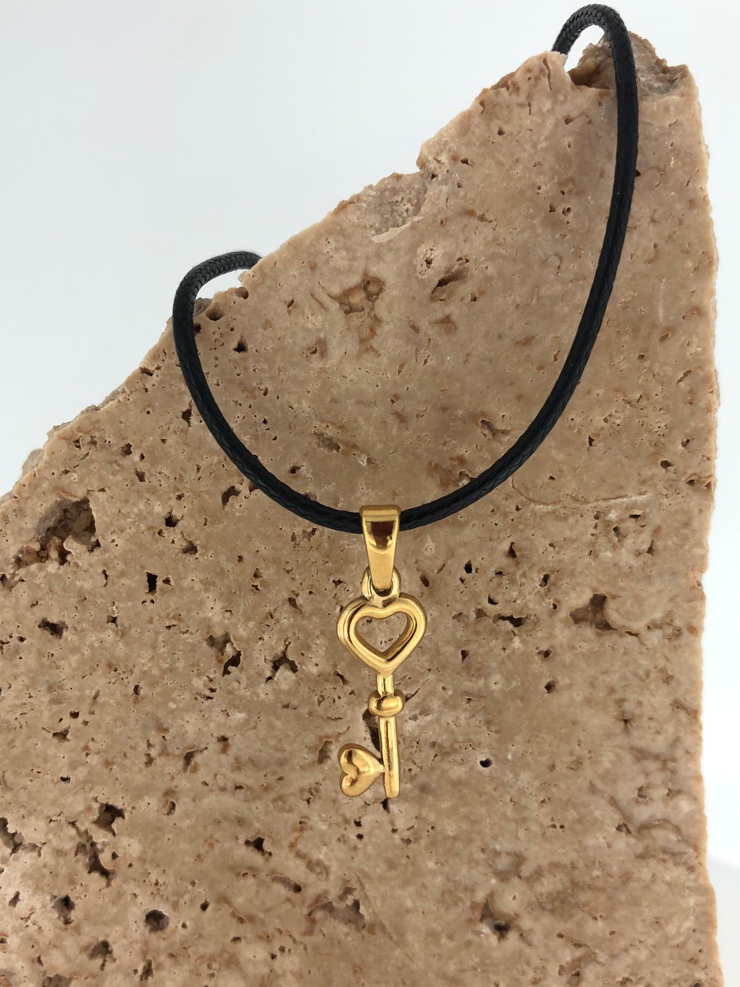 Key Choker Necklace - Black Cord | 18k Gold Plated